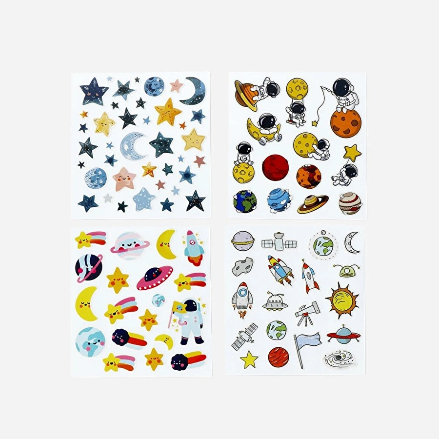 Flying Tiger Copenhagen Uzay Temalı Kabarık Sticker Seti