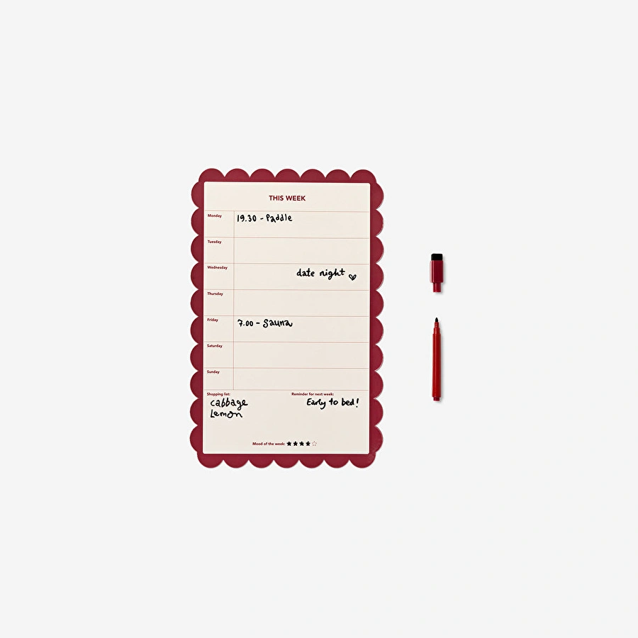 Flying Tiger Copenhagen Bordo Mıknatıslı Haftalık Planlayıcı