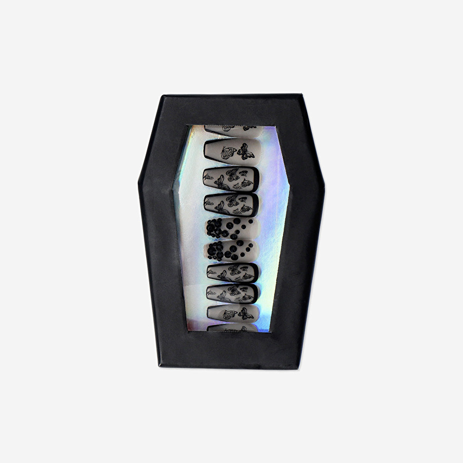 Flying Tiger Copenhagen Siyah Güve Şeklinde 24'lü Takma Tırnak