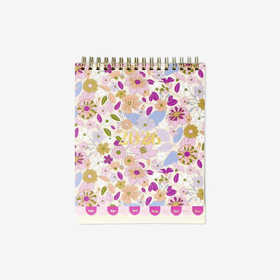 Flying Tiger Copenhagen Pembe Çiçekli 2026 Aylık Masa Takvimi