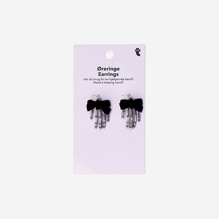 Flying Tiger Copenhagen İskelet Eli Şeklinde Siyah Küpe