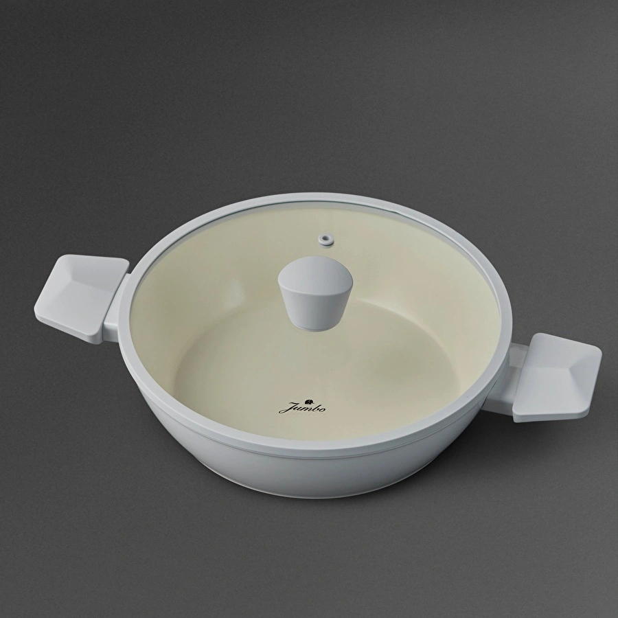 Jumbo Swiss Crystal Light Grey Basık Tencere 26 cm