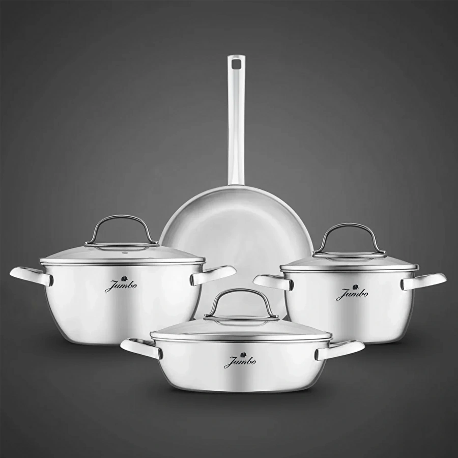 Jumbo Colosseum 3PLY 7 Parça İndüksiyon Tabanlı Çelik Tencere Seti