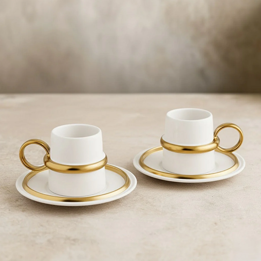 Jumbo Bond Gold 2 Kişilik Kahve Fincan Takımı