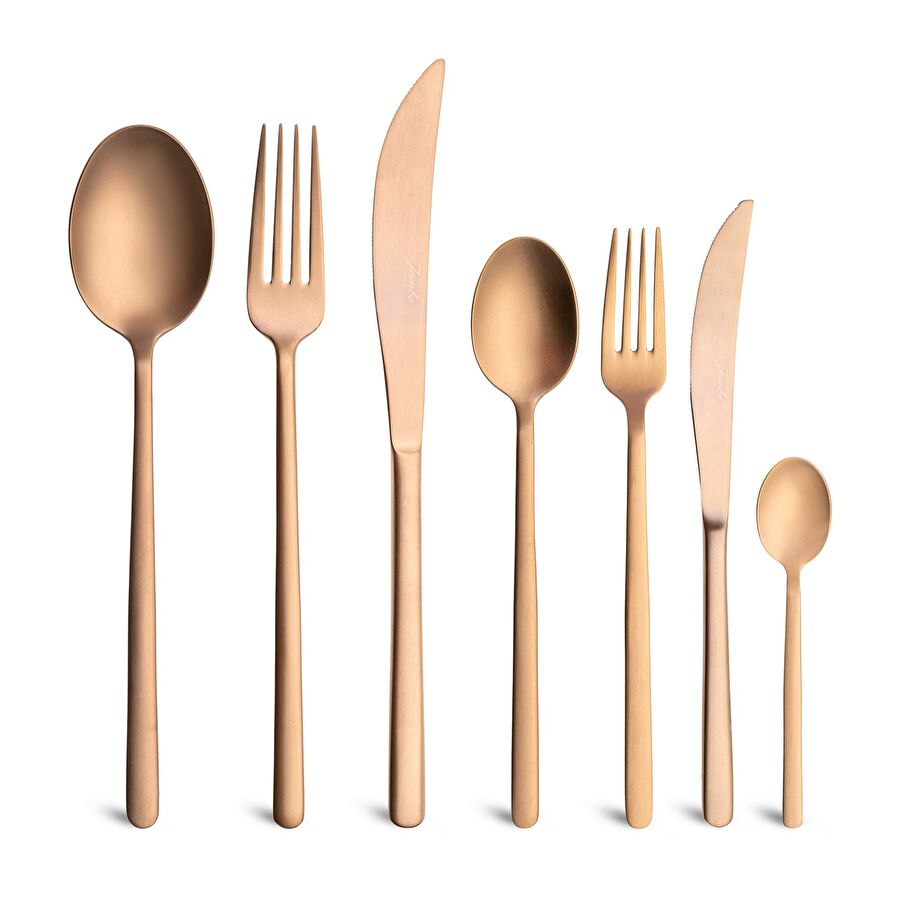 Jumbo 2900 Vannes Mocha Mousse 42 Parça 6 Kişilik Yemek Çatal Kaşık Bıçak Takımı