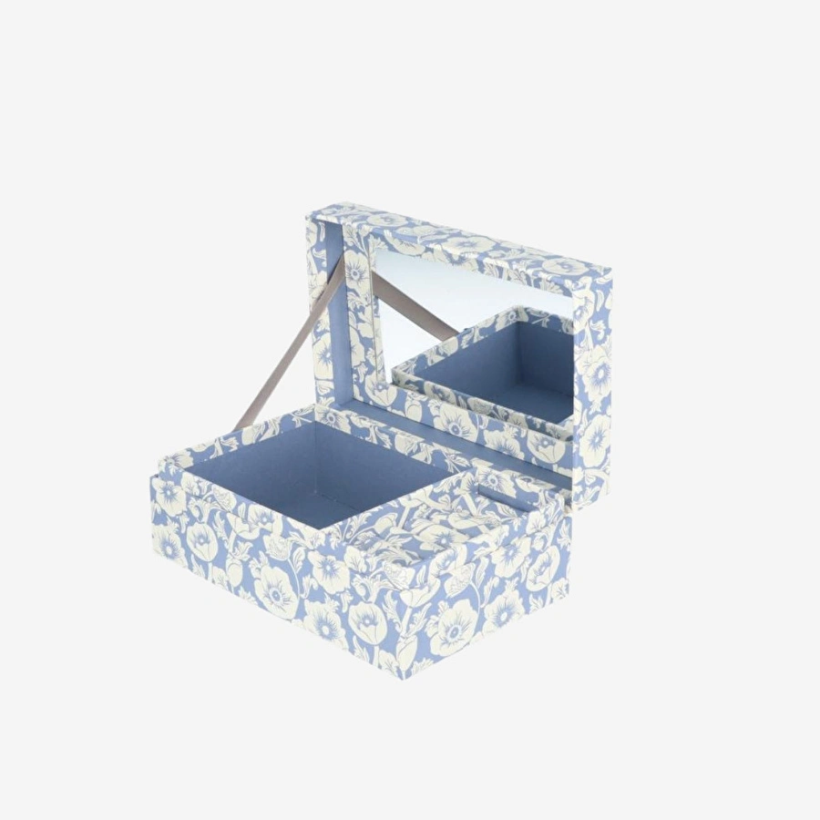 Flying Tiger Copenhagen Mavi Çiçek Desenli Kağıt Takı Kutusu