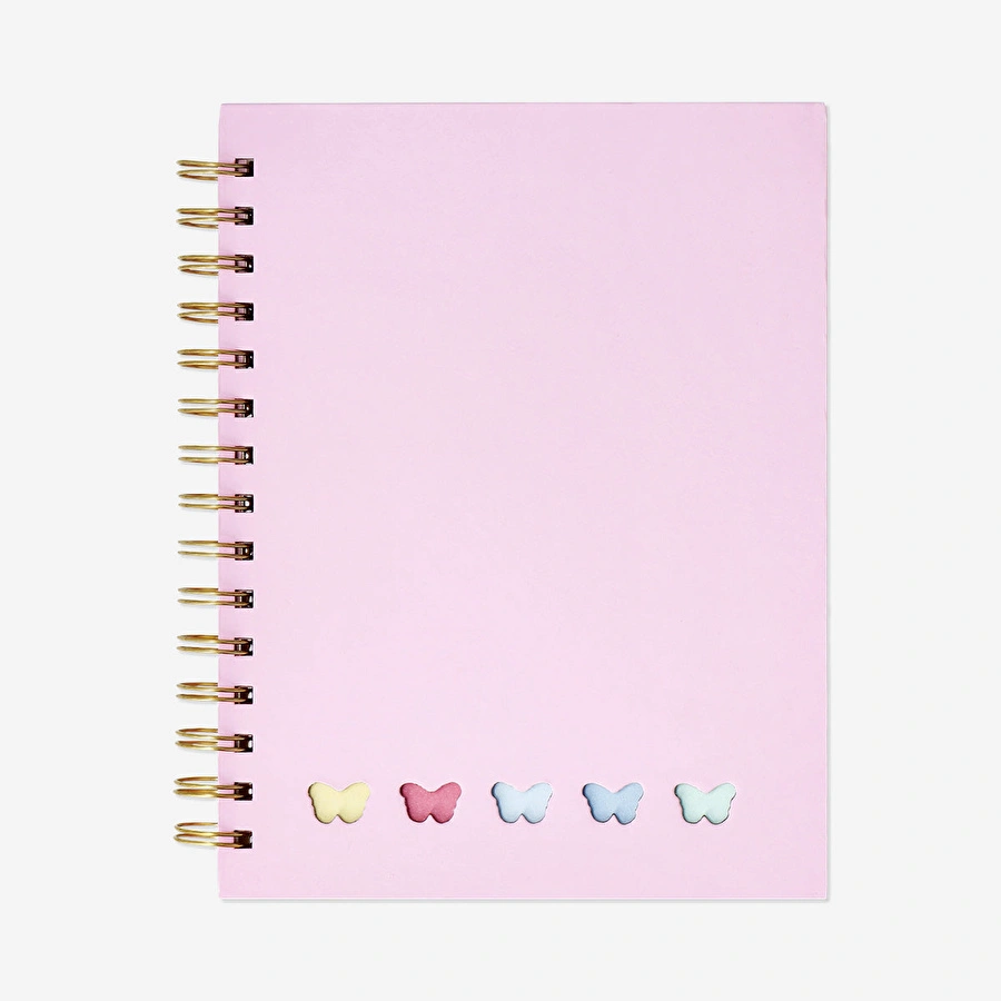 Flying Tiger Copenhagen Pembe Spiralli Bölmeli Defter