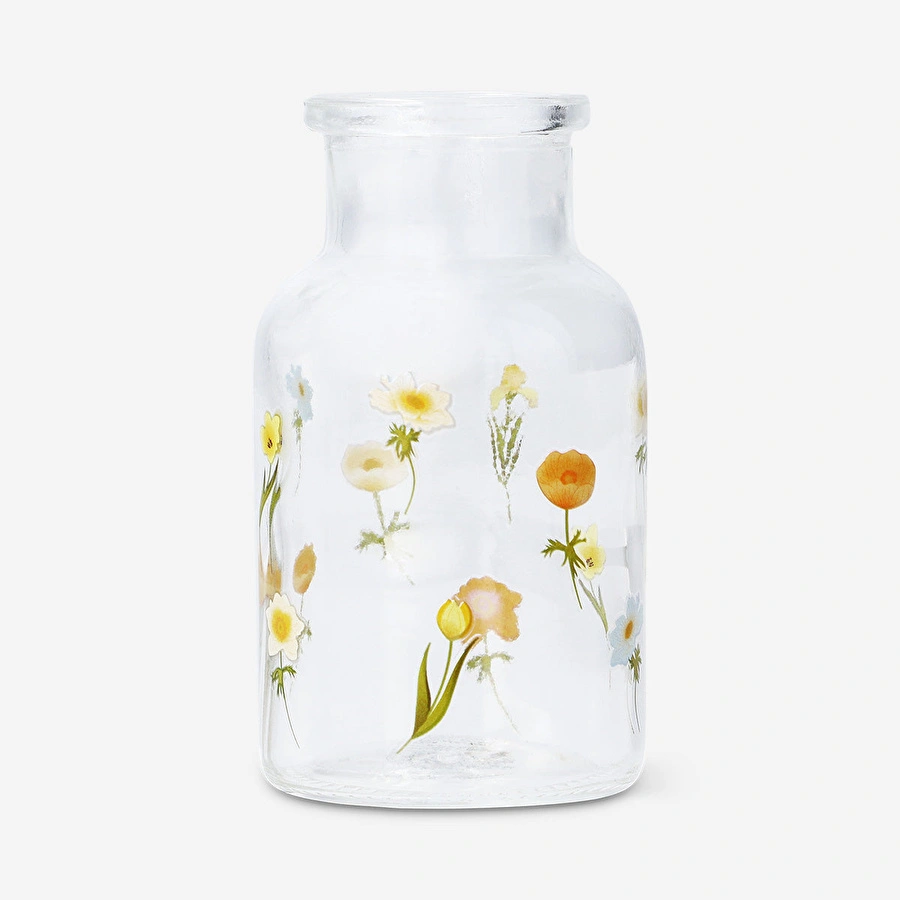 Flying Tiger Copenhagen Çiçek Desenli Cam Vazo 10 cm