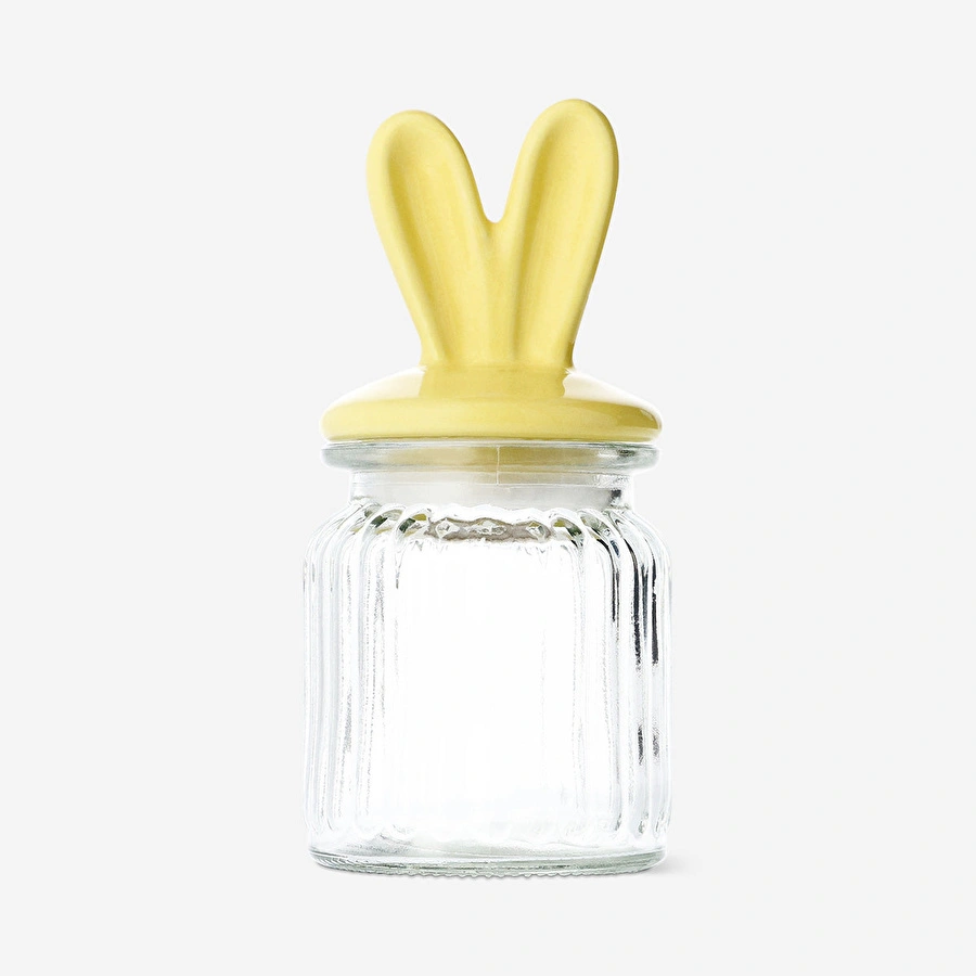 Flying Tiger Copenhagen Sarı Kulaklı Tavşan Detaylı Cam Kavanoz