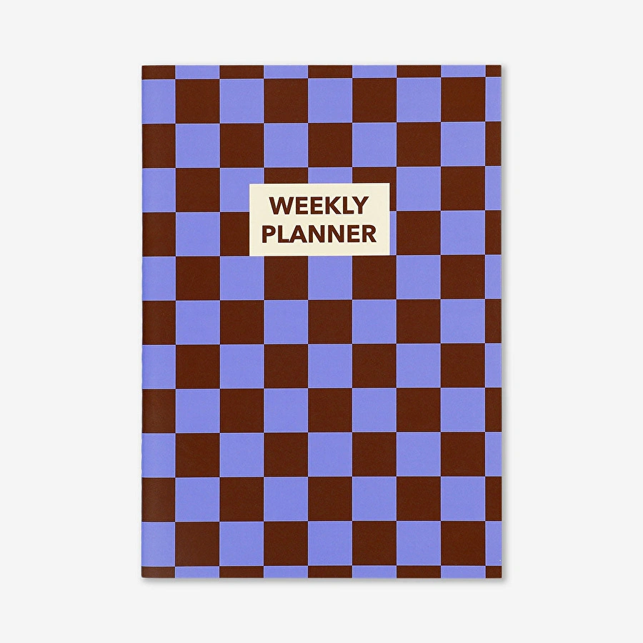 Flying Tiger Copenhagen Bordo Mavi Kareli Haftalık Planlayıcı B5 Defter