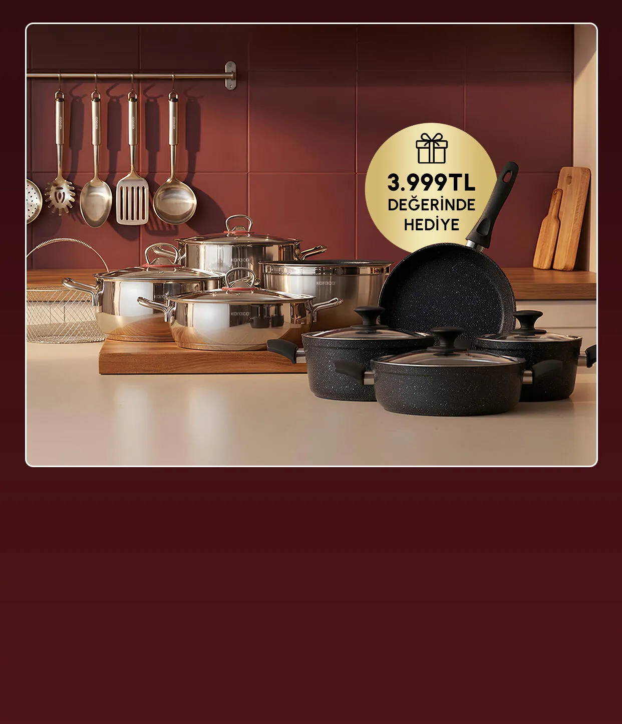 18 Parça Çelik Tencere Seti Alana Biogranit Tencere Seti Hediye