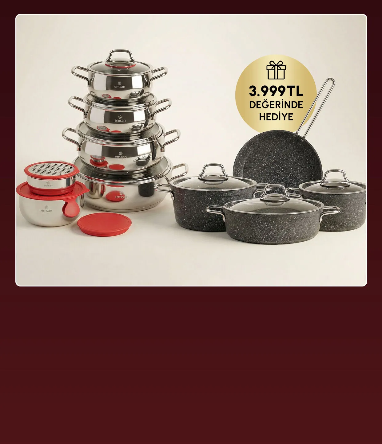 7 Parça Tencere Seti Hediye