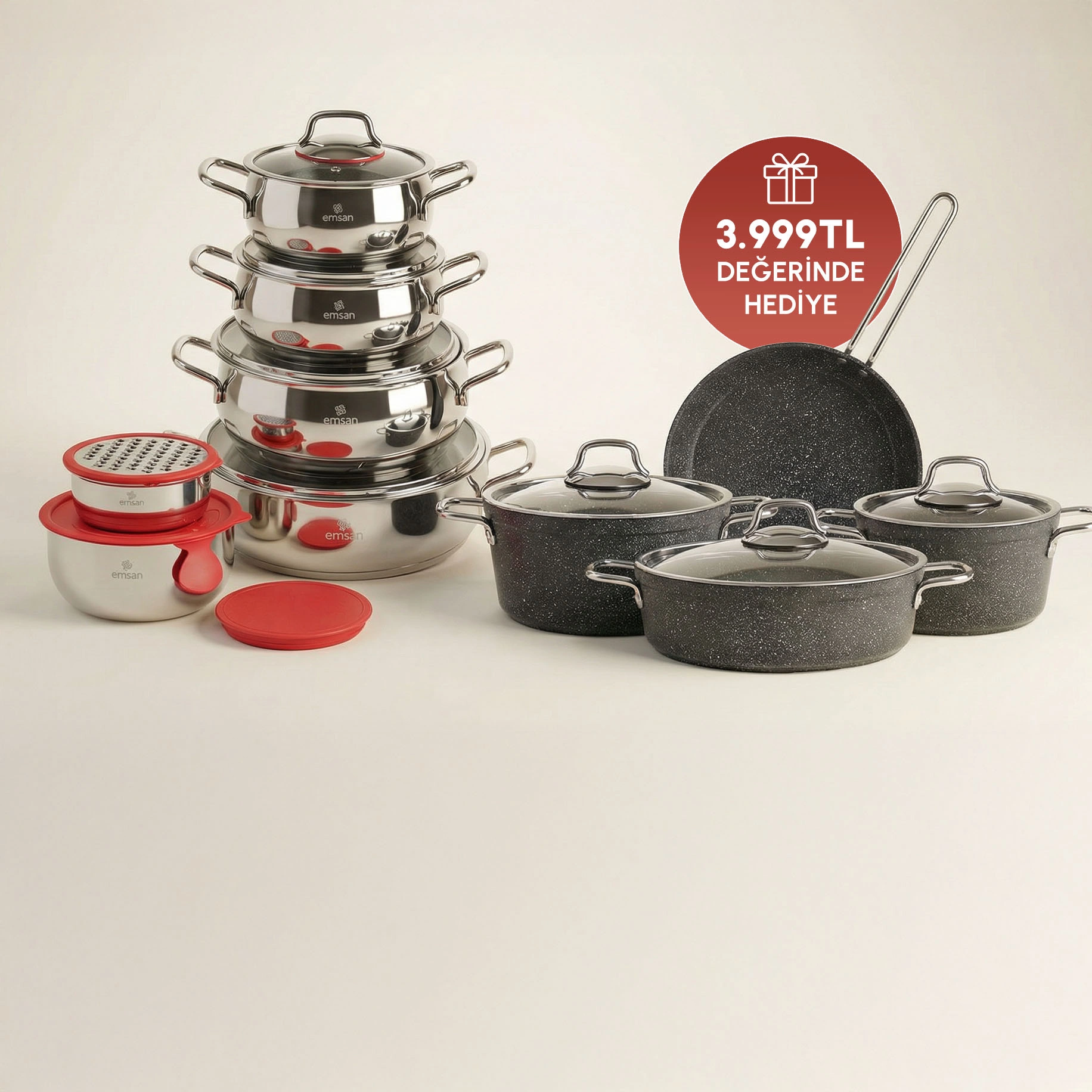 7 Parça Tencere Seti Hediye