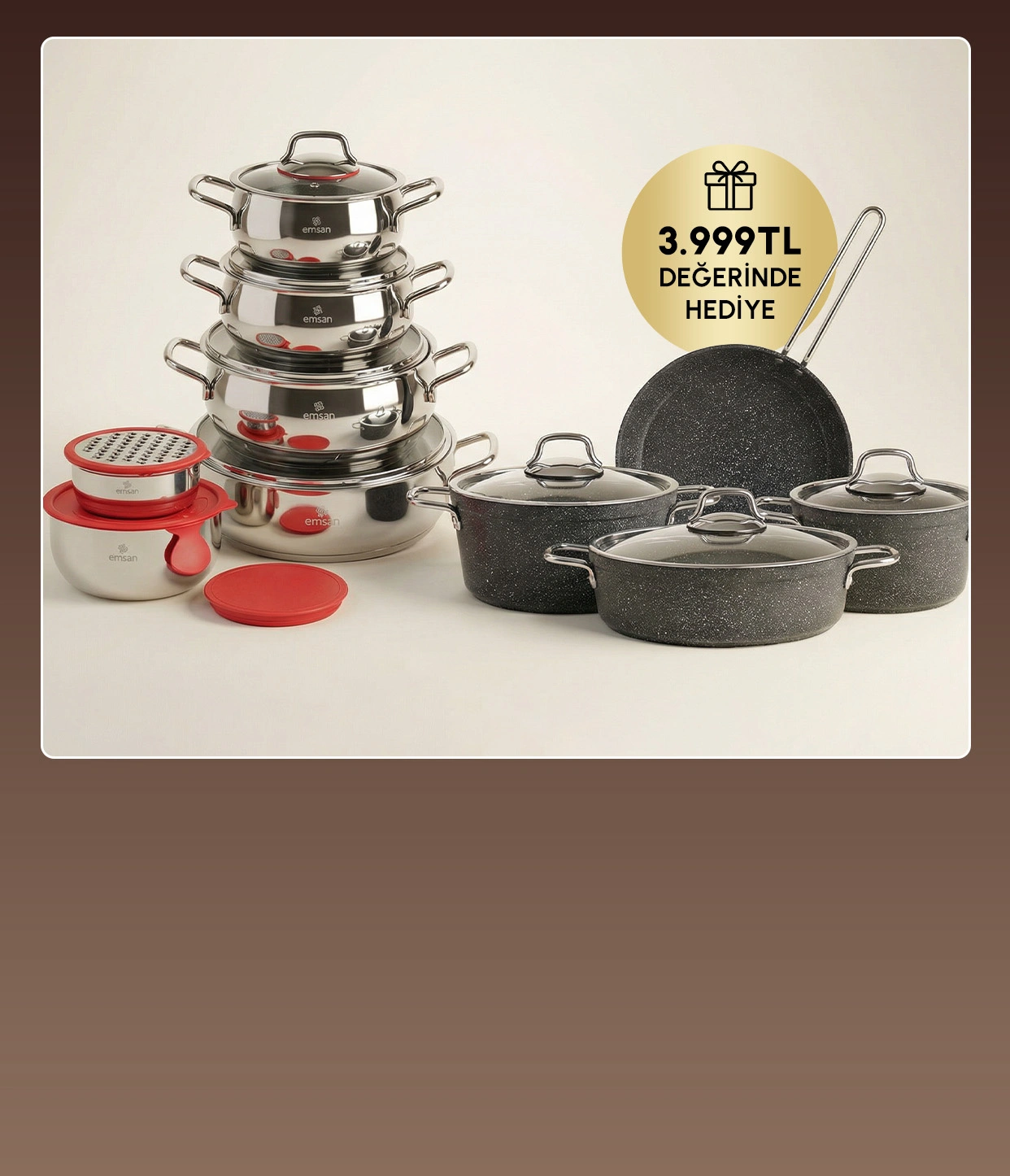 7 Parça Tencere Seti Hediye