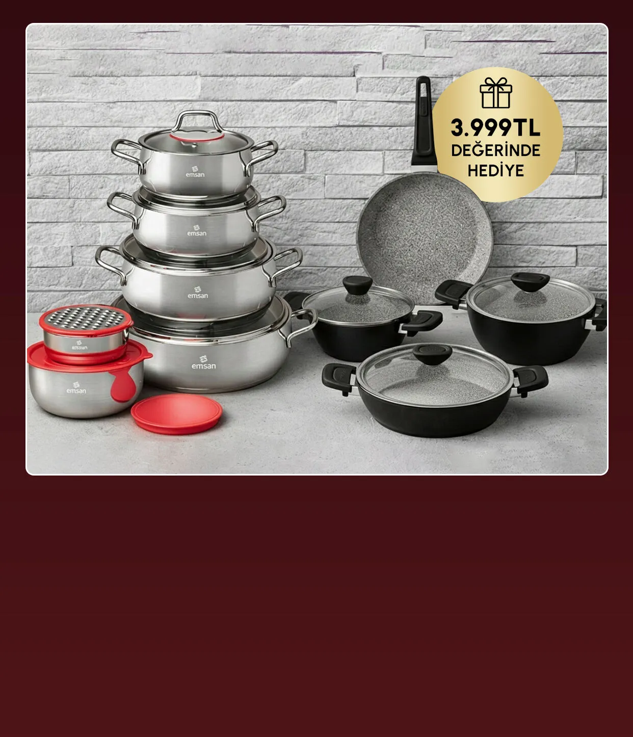 7 Parça Tencere Seti Hediye