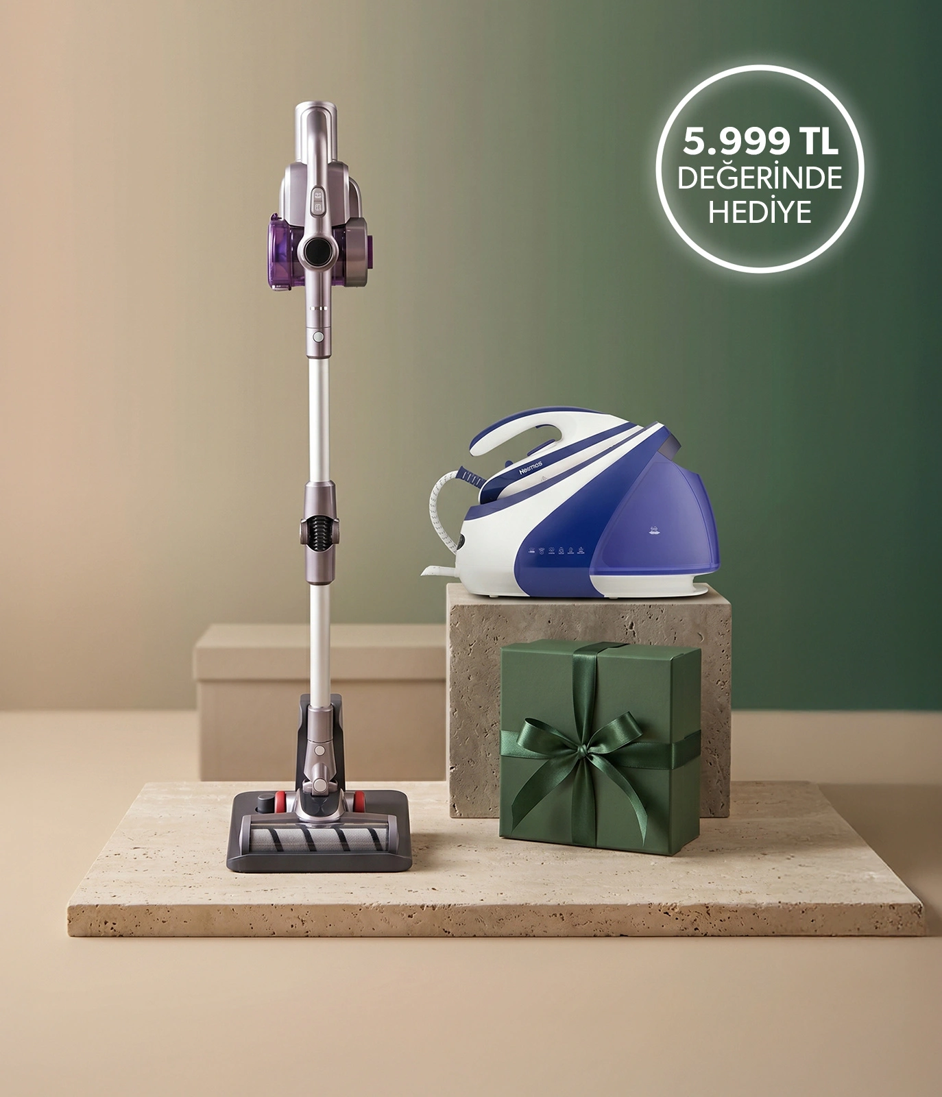 Dikey Süpürge Alana Buhar Kazanlı Ütü Hediye